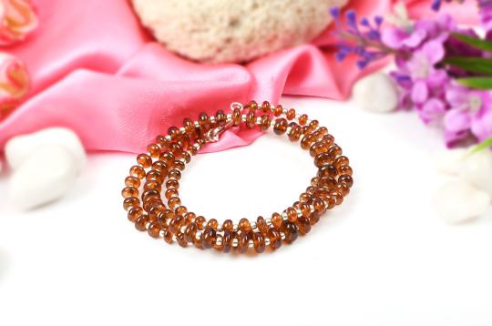 Hessonite Gomed Button shape mala