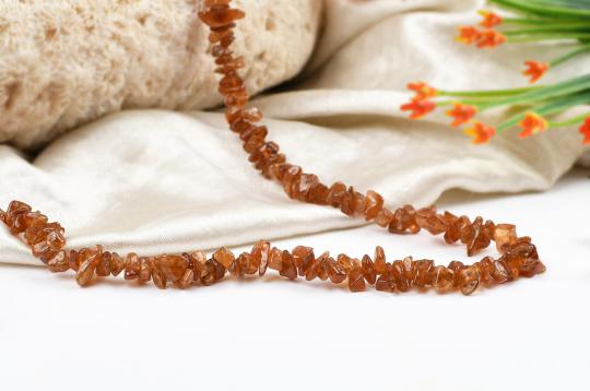 Hessonite Gomed necklace - Uncut beads