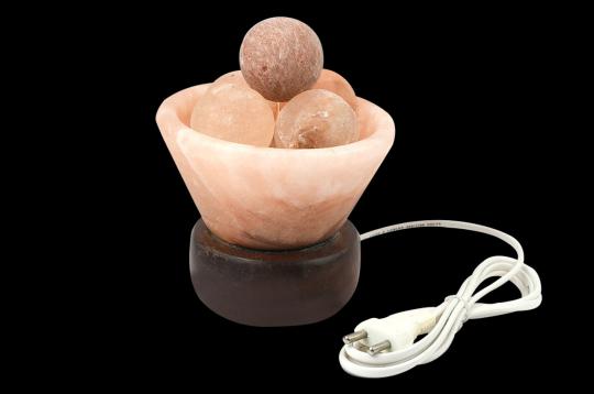 Himalayan Rock Salt Lamp - Wide Fire Bowl with Salt Ball