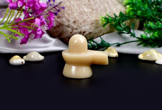 Ivory Yellow Jade Shivling - 62 gms