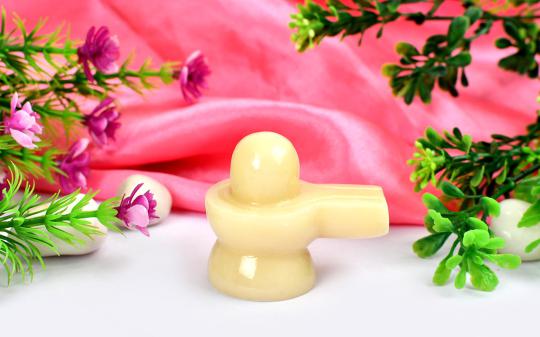 Ivory Yellow Jade Shivling - 80 gms