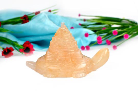 Ivory Yellow Jade Shree Yantra on Lotus - 270 gms
