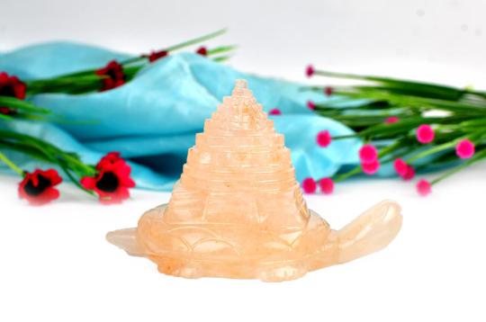 Ivory Yellow Jade Shree Yantra on Lotus - 273 gms