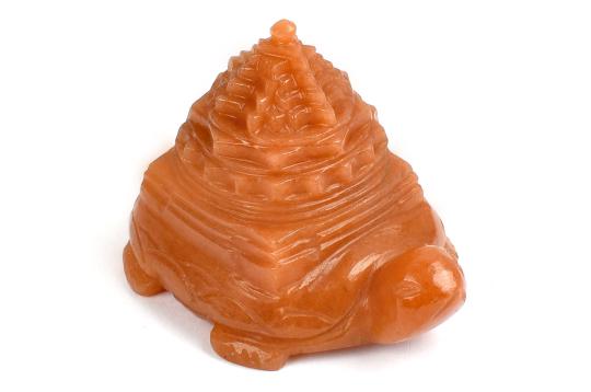 Kurma Shree Yantra in Red Jade - 110 gms - I