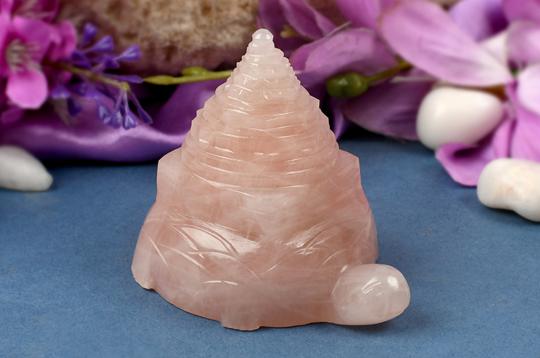 Kurma Shree Yantra in Rose Quartz-193 gms