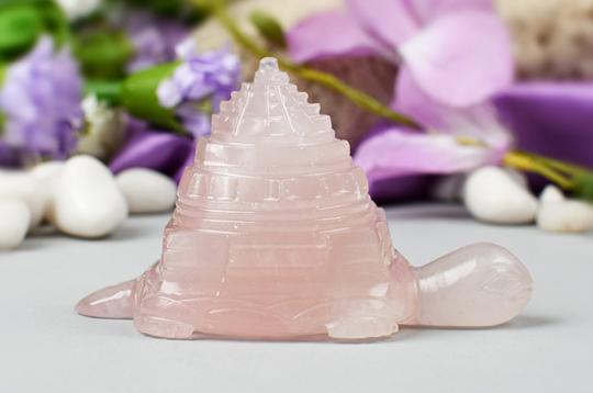 Kurma Shree Yantra in Rose Quartz-195 gms