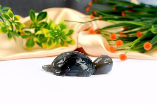 Labradorite Turtle (Kurma) - 51 gms