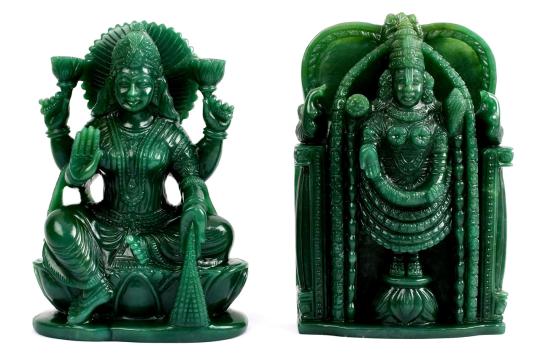 Laxmi Balaji Idol in Columbian Green Jade