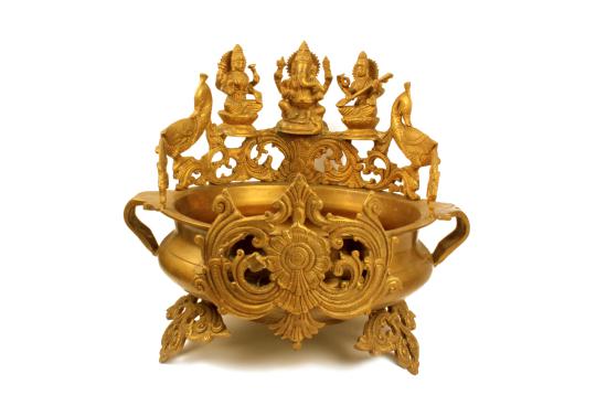 Laxmi Ganesh and Saraswati Urli in Brass