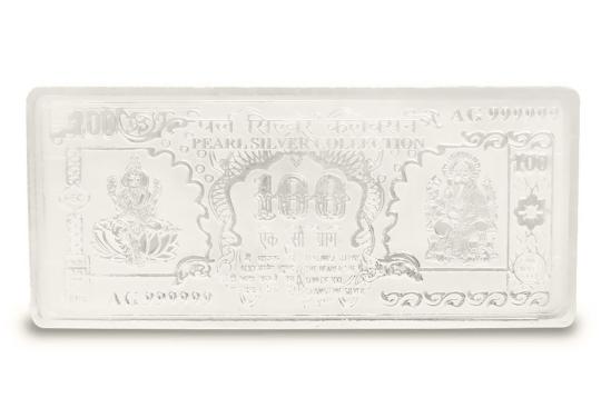 Laxmi Ganesh Currency in Pure silver - 100 gms