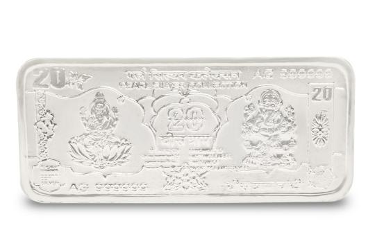 Laxmi Ganesh Currency in Pure silver - 20 gms