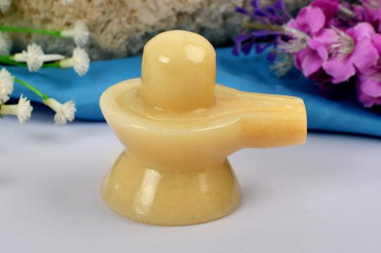 Light Yellow Jade Shivling - 123 gms