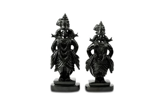 Lord Vitthal with Rukmini Idol in Black Agate