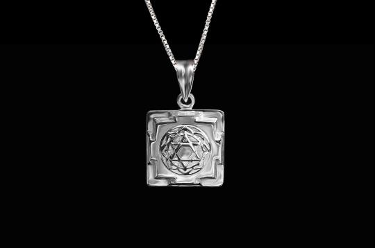 Mahalakshmi Yantra Locket in Silver - 3D