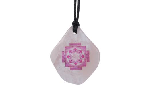 Mahalaxmi Yantra Pendant on Rose Quartz
