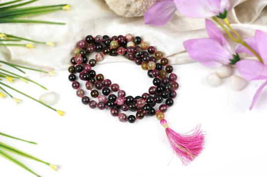 Multi Tourmaline Mala - 8 mm