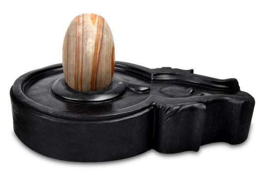 Narmada Shivling with Black Marble Yoni Base - VI