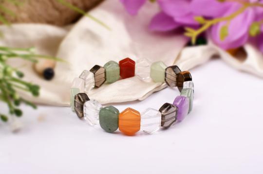 Navratna Bracelet - Hexagon Beads