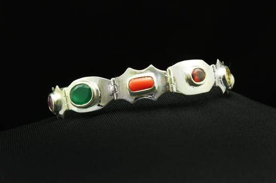 Navratna Flat Chain Bracelet