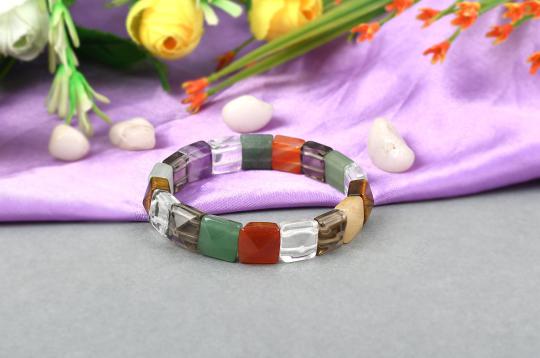 Navratna Gemstone Bracelet - Square beads