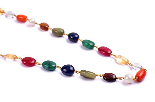 Navratna mala precious gems in gold