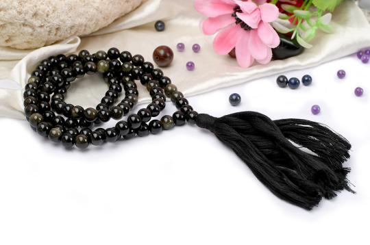 Obsidian Round Mala - 8mm