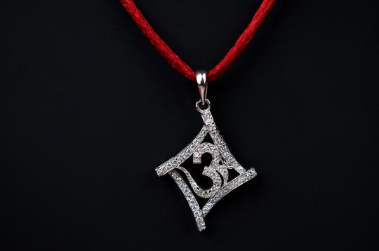 Om Locket in Pure Silver with stonework - III