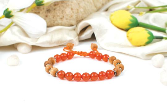 Orange Carnelian and White Sandal bracelet