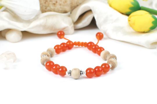 Orange Carnelian with Tulsi Bracelet