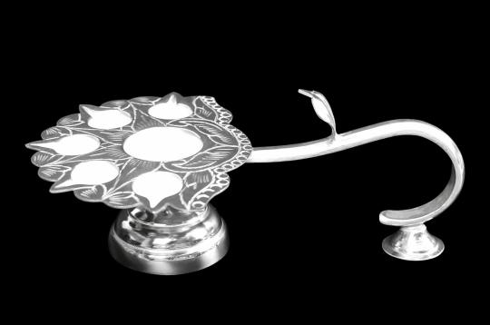 Paanch Aarti oil lamp in pure silver