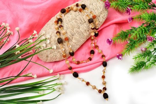 Panch Bhoota Mala in copper gold polish