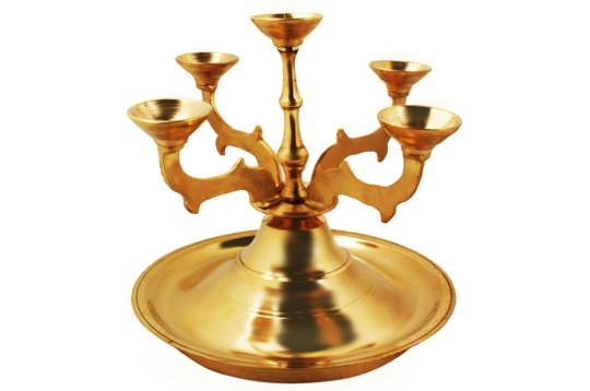 Panch Diya lamp in brass