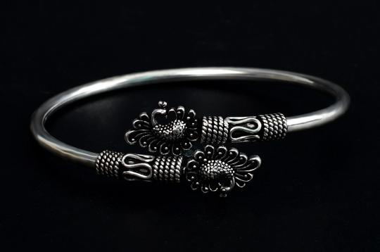 Peacock Designer Kada in Pure silver - I