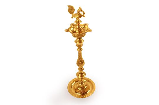 Peacock Oil Lamp in Brass