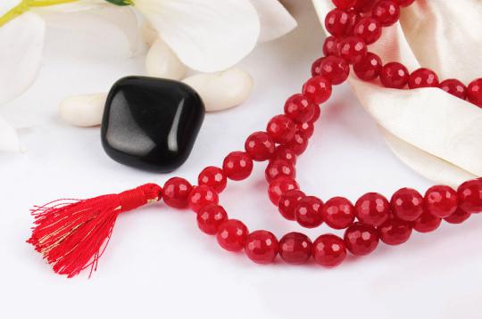 Red Agate Faceted mala - 8mm