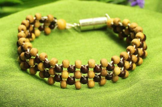 Red and white Sandalwood Multi Beads Bracelet - 4mm