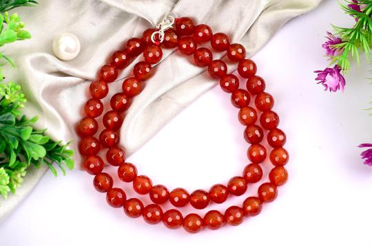 Red carnelian faceted mala - 10mm