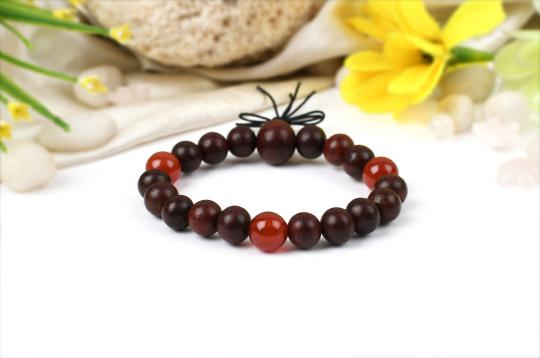 Red Sandalwood and Orange Carnelian Bracelet - II