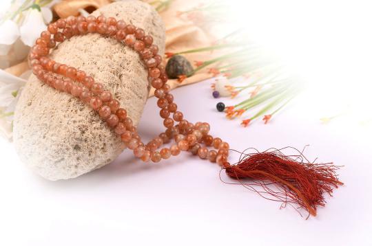 Red Sunstone round mala - 8 mm
