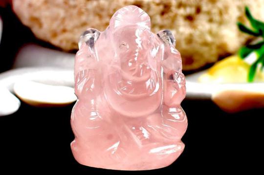 Rose Quartz  Ganesha - 40 gms - I