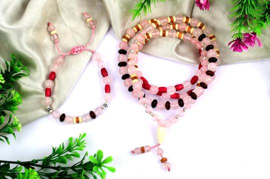 Rose Quartz mala and bracelet