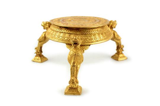 Round Tripod Pedestal in Brass