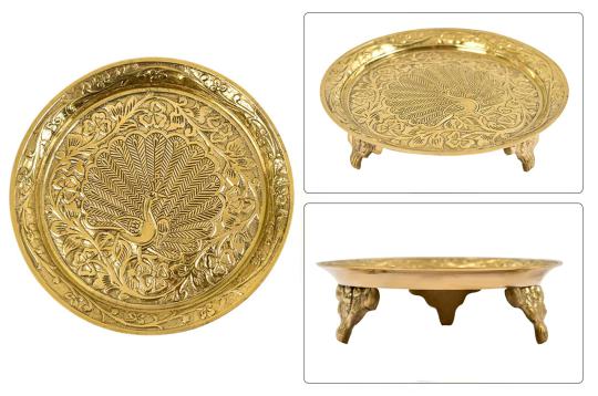 Rounded Pedestal Thali in brass