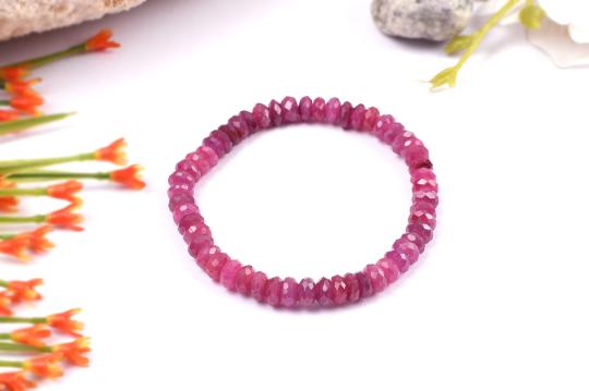 Ruby faceted Bracelet - Button Shape