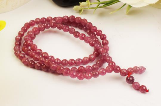 Ruby faceted Mala - 108 + 1 - 5mm
