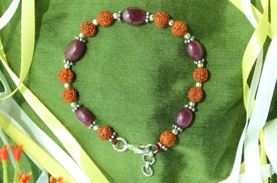 Ruby with Rudraksha Beads Bracelet