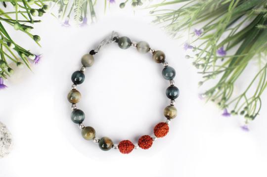 Rudraksha and Black Cats Eye Bracelet