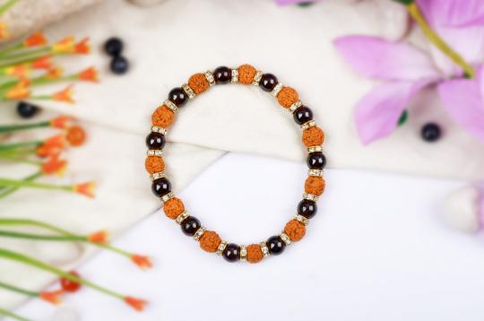 Rudraksha and Garnet Bracelet