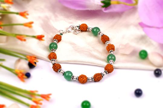 Rudraksha and Green Jade bracelet