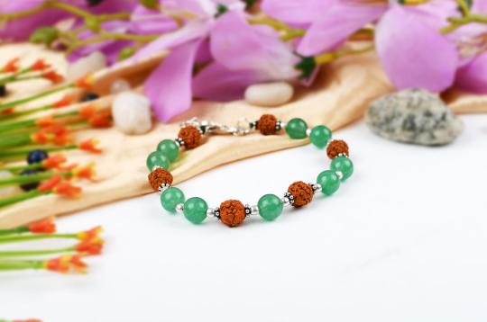 Rudraksha and Green Jade bracelet - Design I